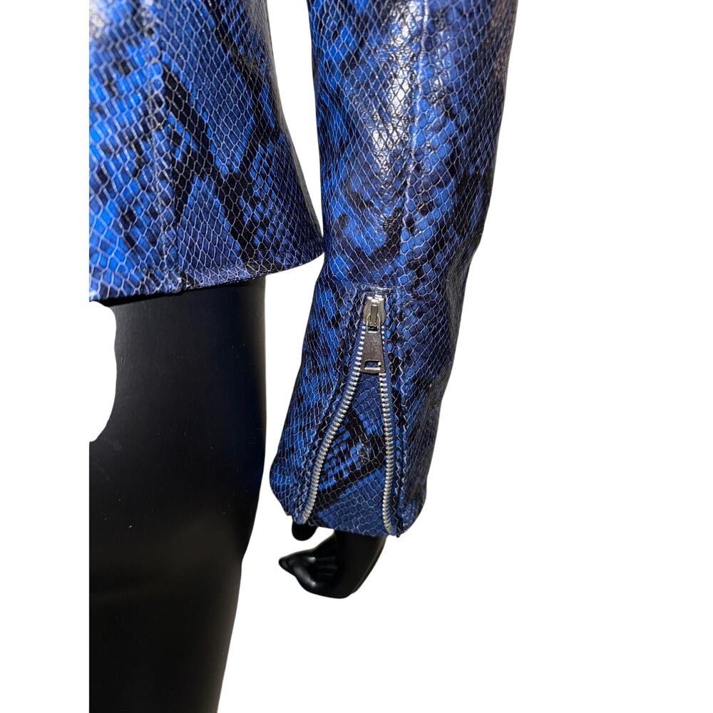 Amen Italy Snake-Print Shearling Biker Jacket – NWT – Size 2/XS - Picture 4 of 15